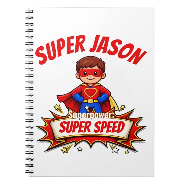 Custom Kids Superhero Name & Superpower Anteckningsbok (Framsidan)