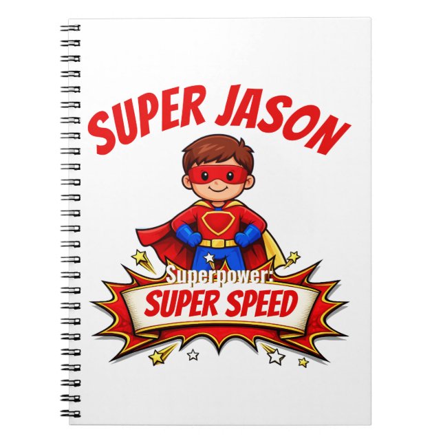Custom Kids Superhero Name & Superpower Anteckningsbok (Framsidan)