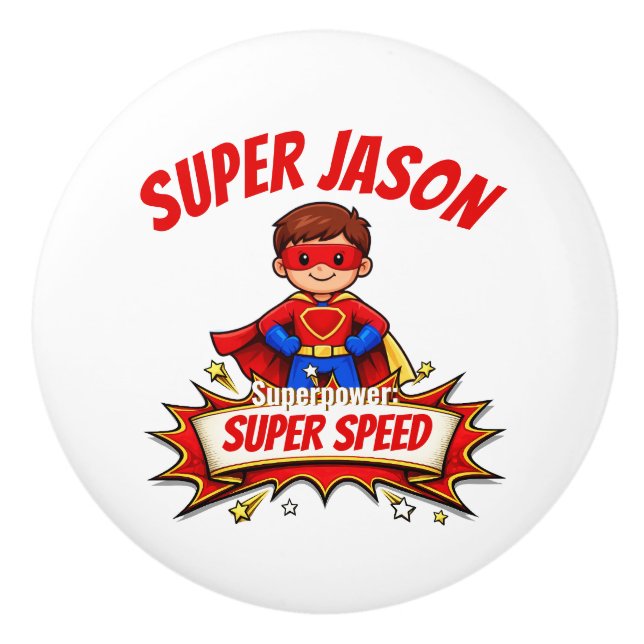 Custom Kids Superhero Name & Superpower Knopp (Framsidan)