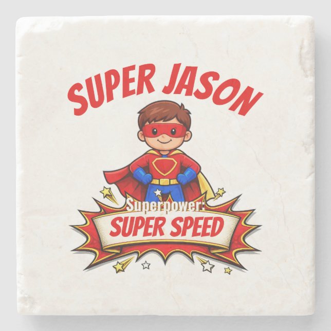 Custom Kids Superhero NameCustom-Cut Vinyl Sticker Stenunderlägg (Framsidan)