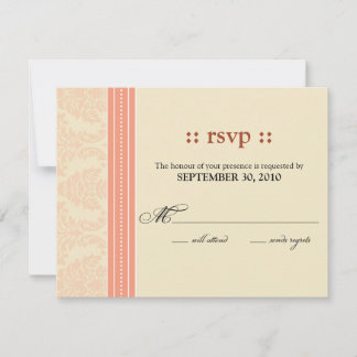 :custom: Korall/Crème Damast RSVP-kort OSA Kort