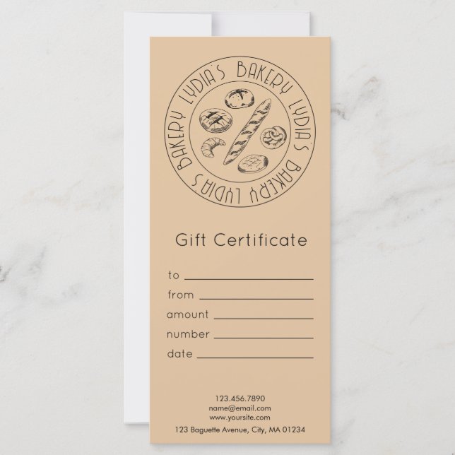 Custom Kraft Bakery Gift Certificate (Framsida)