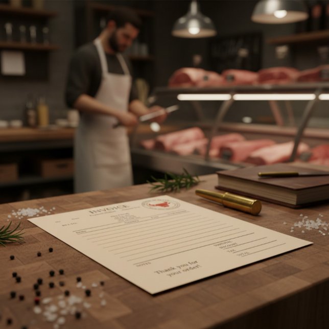 Custom Kraft Butcher Shop Invoice  Anteckningsblock (Skapare uppladdad)