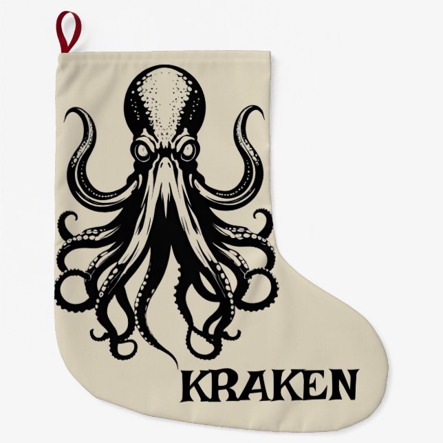 Custom Kraken Octopus Squid Name Personalized Stor Julstrumpa (Framsidan)