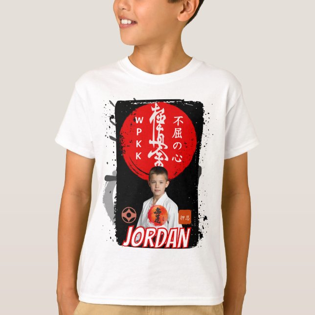 Custom Kyokushin Karate Photo White Kids Shirt T Shirt (Framsida)
