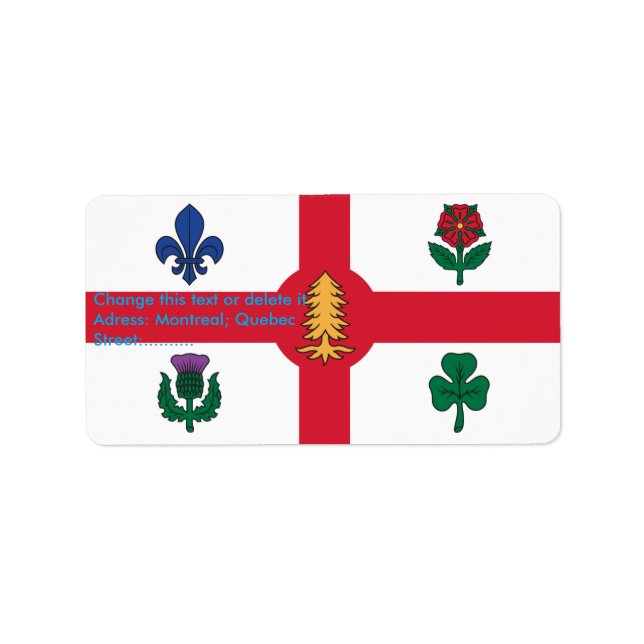 Custom Label with Flag of Montreal, Canada Adressetikett (Framsidan)