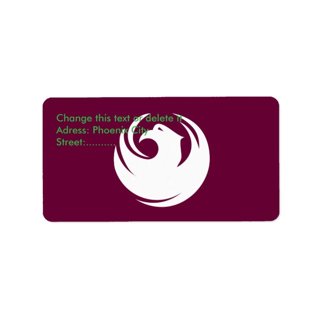 Custom Label with Flag of Phoenix City, Arizona Adressetikett (Framsidan)