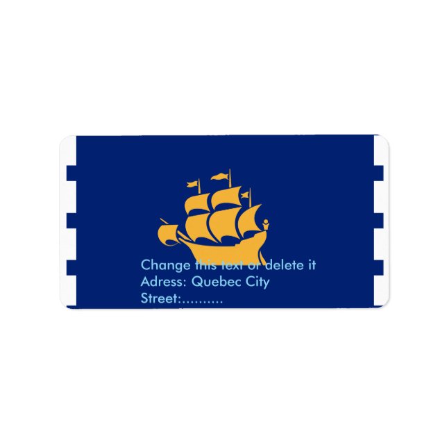 Custom Label with Flag of Quebec City, Canada Adressetikett (Framsidan)