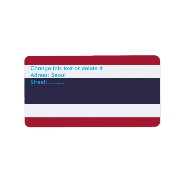Custom Label with Flag of Thailand Adressetikett (Framsidan)
