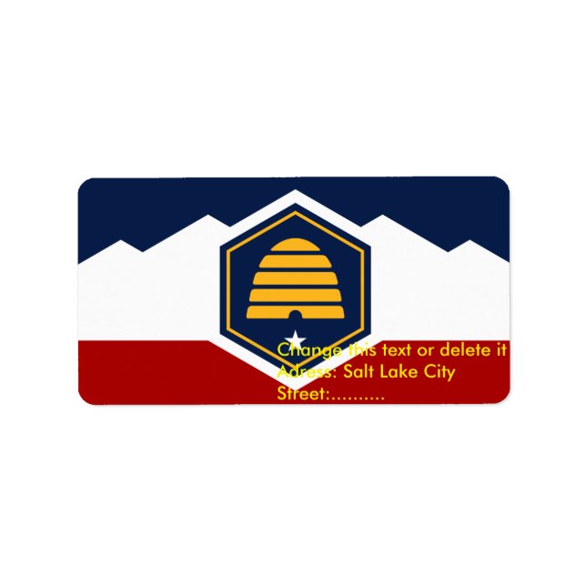 Custom Label with Flag of Utah, USA Adressetikett (Framsidan)