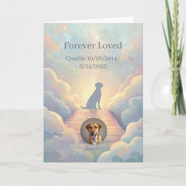 Custom Labrador Retriever Rainbow Bridge Sympathy Kort (Framsida)