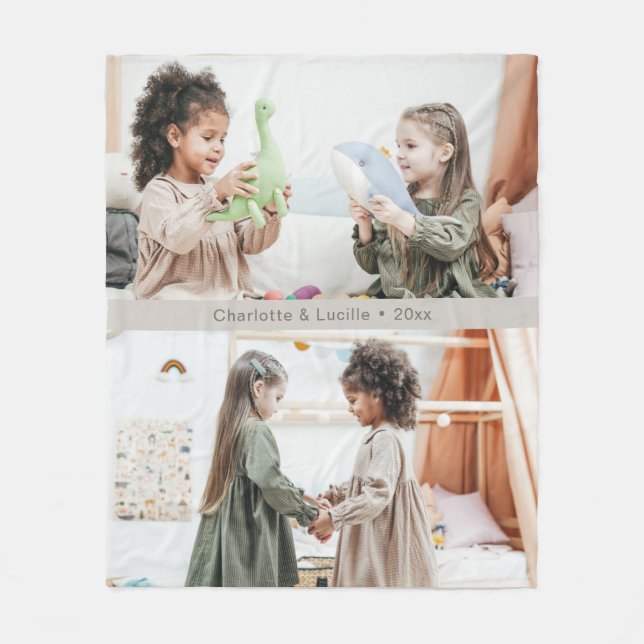 Custom Large Photos Kids Friends Siblings Names Fleecefilt (Framsidan)
