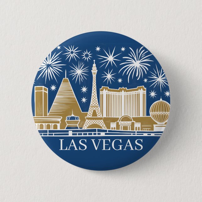 Custom Las Vegas Strip Skyline Minimalist Golden Knapp (Framsida)