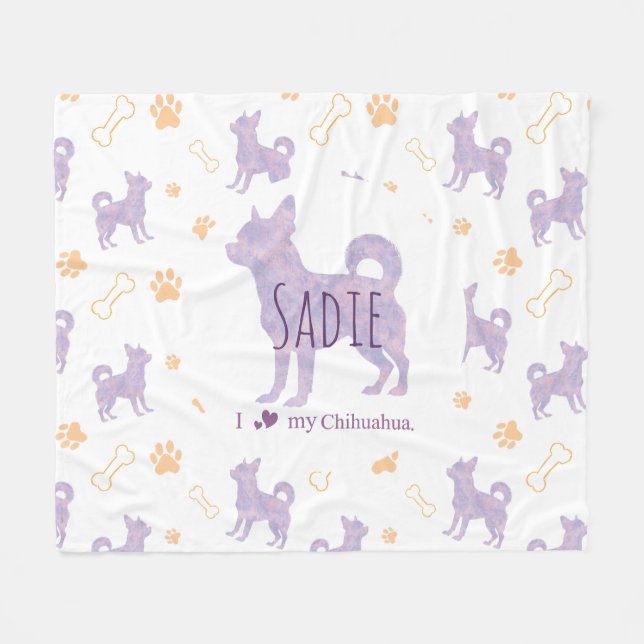 Custom lavender chihuahua Silhouette blanket Fleecefilt (Framsidan (Horisontell))