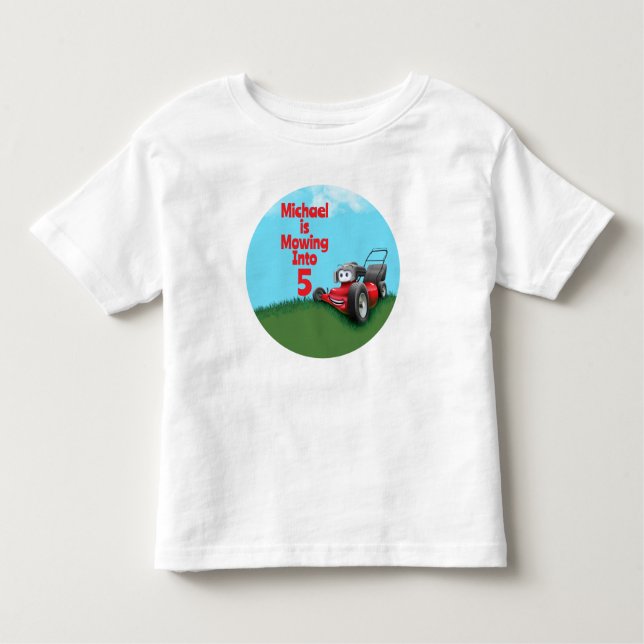 Custom Lawn Mower Birthday T Shirt (Framsida)