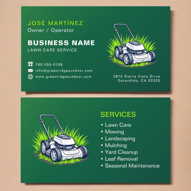 Custom Lawn Service Company Visitkort (Skapare uppladdad)