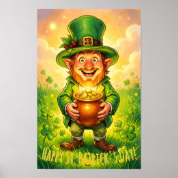 Custom Leprechaun Gnome Happy St. Patrick's Day  Poster