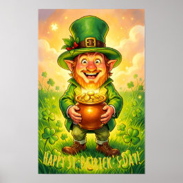 Custom Leprechaun Gnome Happy St. Patrick's Day  Poster