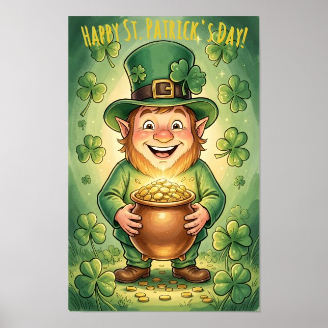 Custom Leprechaun Gnome Happy St. Patrick's Day  Poster (Framsidan)