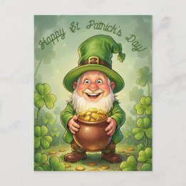 Custom Leprechaun Gnome Happy St. Patrick's Day  Vykort
