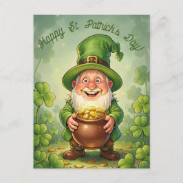 Custom Leprechaun Gnome Happy St. Patrick's Day  Vykort