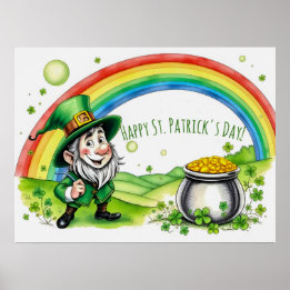 Custom Leprechaun Gnome St. Patrick's Day Shamrock Poster