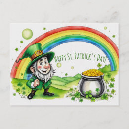 Custom Leprechaun Gnome St. Patrick's Day Shamrock Vykort