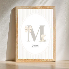 Custom Letter M Nursery Wall Art – Baby Name Print Poster