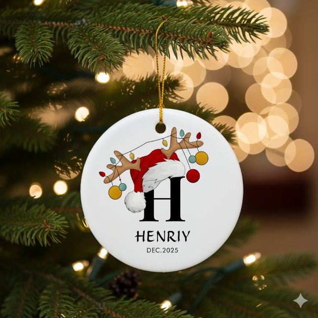 Custom Letter Name Christmas gift Julgransprydnad Keramik (Skapare uppladdad)