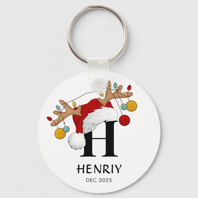 Custom Letter Name Christmas gift Nyckelring (Framsida)