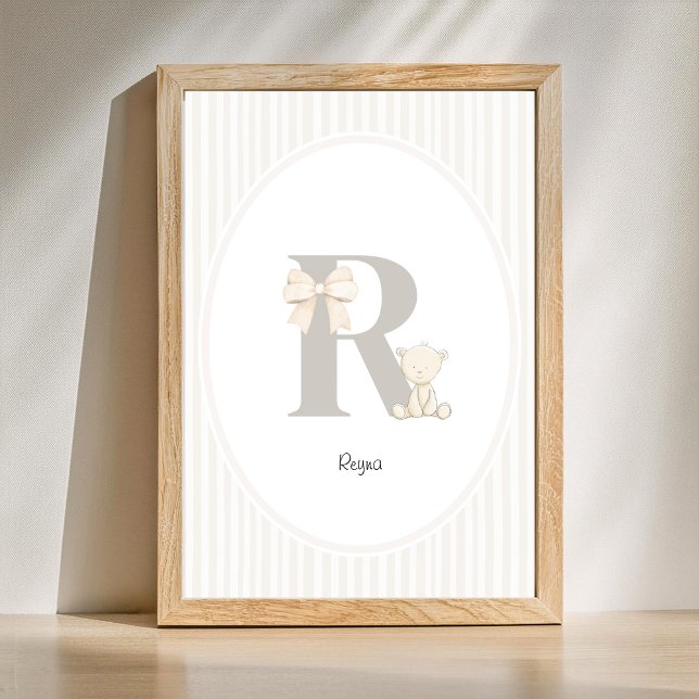 Custom Letter Q Nursery Wall Art - Baby Name Print Poster (Letter R Nursery Wall Art - Custom Baby Name Print)
