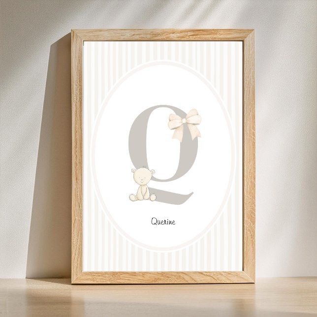 Custom Letter Q Nursery Wall Art - Baby Name Print Poster (Letter Q Nursery Wall Art - Custom Baby Name Print)