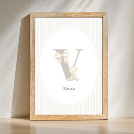 Custom Letter V Nursery Wall Art - Baby Name Print Poster