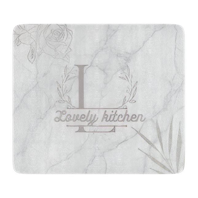 Custom Letter White and Gray Marble Cutting Board (Framsidan)