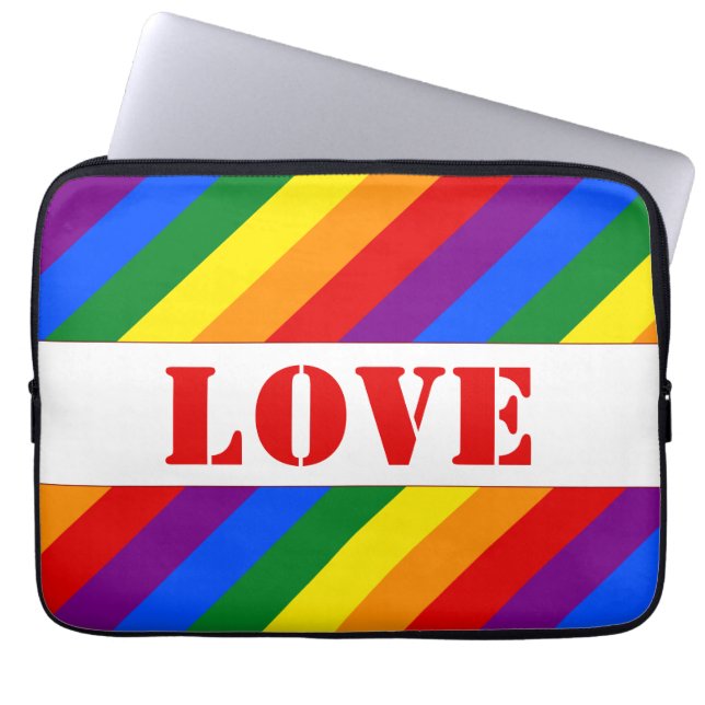 custom LGBTQ+ Rainbow Flag Stripes Pride Month -  Laptop Fodral (Framsidan)