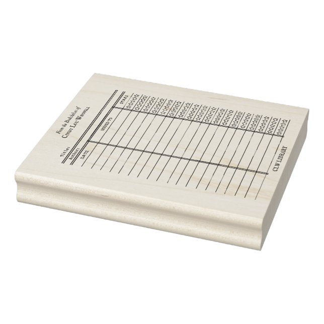 CUSTOM Library Card- Old School Wood Art Stamp Stämpel (Stämpel)