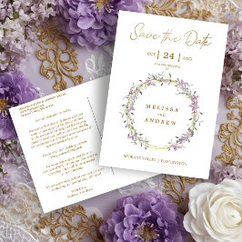 Custom Lilac Elegant Garland Wreath Wedding Meddelande Vykort