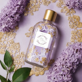 Custom Lilac Floral Wreath Wedding Sanitizer Gel Fyrkantigt Klistermärke