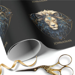 Custom Lion Zodiac Symbol Black Gold Cosmic Leo Presentpapper