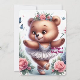 Custom Little Ballerina Bear Birthday Invitation Inbjudningar