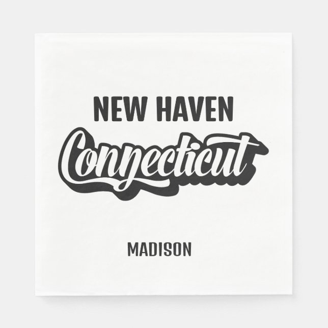Custom Location & Name Connecticut Pappersservett (Framsidan)