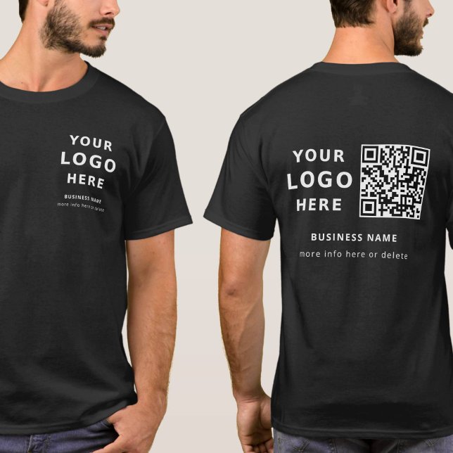 Custom Logo and QR Code Employee Modern Black T Shirt (Skapare uppladdad)