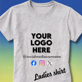 Custom Logo and Social Media Business T Shirt