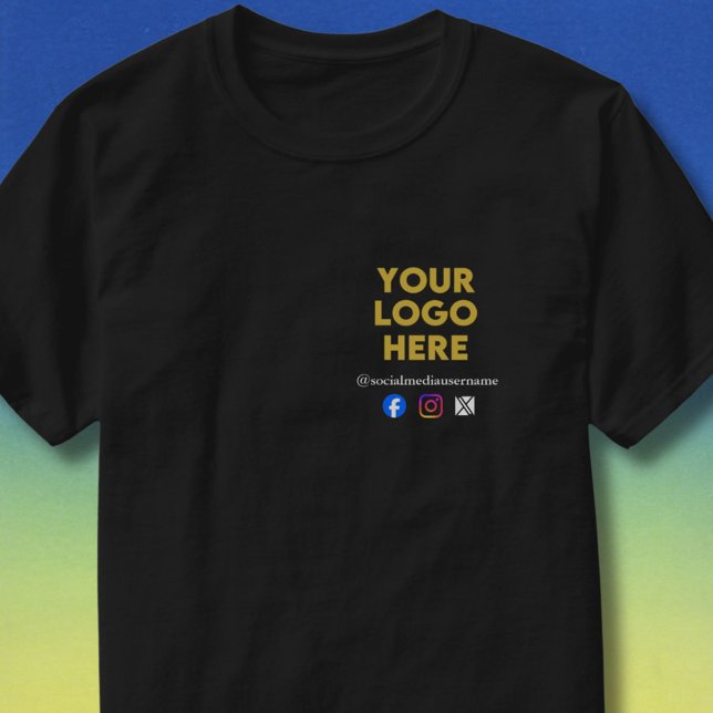 Custom Logo and Social Media Business T Shirt (Skapare uppladdad)