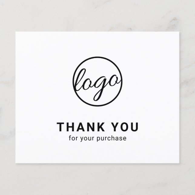 Custom Logo Black and White Budget Thank You Card (Framsida)