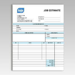 Custom Logo Business Job Estimate Form Notepad Anteckningsblock