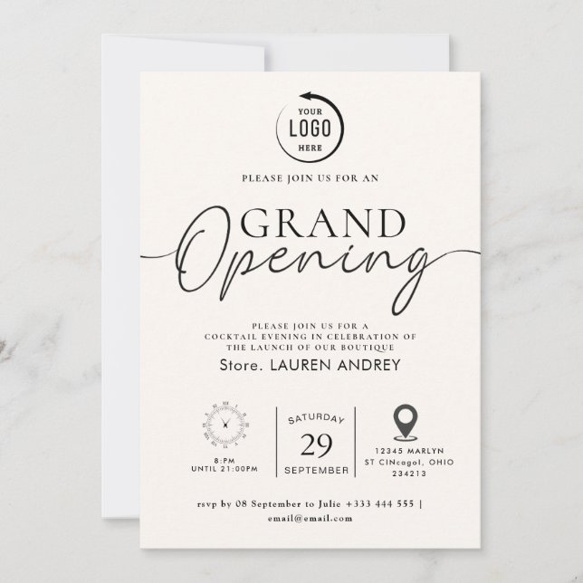 Custom Logo Business Open House Invitation Inbjudningar (Framsida)