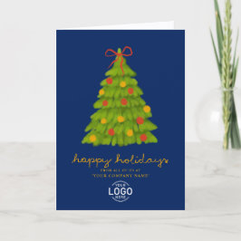 Custom Logo Christmas Tree Navy Blue Business Helgkort