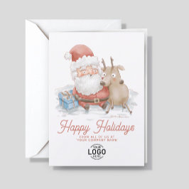 Custom Logo Cute Sant Reindeer Friends Business Helgkort