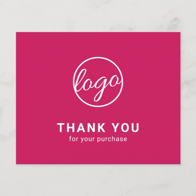 Custom Logo Dark Pink Budget Thank You Card (Framsida)